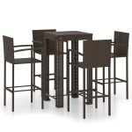 Vidaxl jeu de bar de jardin 5pcs avec accoudoirs r�sine tress�e marron