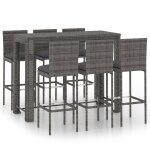 Vidaxl jeu de bar de jardin 7pcs et coussins anthracite rsine tresse