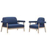 Vidaxl jeu de canapé pour 3 personnes 2 pcs tissu bleu Vidaxl jeu de canapé pour 3 personnes 2 pcs tissu bleu
