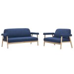 Vidaxl jeu de canapé pour 5 personnes 2 pcs tissu bleu Vidaxl jeu de canapé pour 5 personnes 2 pcs tissu bleu