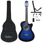 Vidaxl jeu de guitare 12 pcs acoustique western avec 6 cordes bleu 38