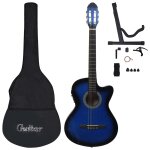 Vidaxl jeu de guitare 12pcs occidental avec galiseur et 6 cordes bleu