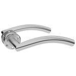 Vidaxl jeu de poignes de porte incurves avec serrure wc inox