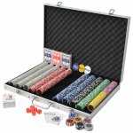 Vidaxl jeu de poker avec 1000 jetons laser aluminium