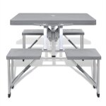 Vidaxl jeu de table de camping pliable avec 4 tabourets aluminium gris clair