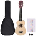 Vidaxl jeu de ukull soprano avec sac pour enfants bois clair 21