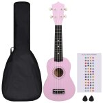 Vidaxl jeu de ukull soprano avec sac pour enfants rose 21