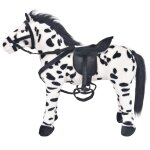 Vidaxl jouet en peluche cheval noir et blanc xxl Vidaxl jouet en peluche cheval noir et blanc xxl