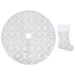 Vidaxl jupe de sapin de nol de luxe avec chaussette blanc 90 cm tissu