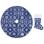 Vidaxl jupe de sapin de noël de luxe avec chaussette bleu 90 cm tissu Vidaxl jupe de sapin de noël de luxe avec chaussette bleu 90 cm tissu