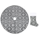 Vidaxl jupe de sapin de noël de luxe avec chaussette gris 90 cm tissu Vidaxl jupe de sapin de noël de luxe avec chaussette gris 90 cm tissu