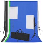 Vidaxl kit de studio 5 toiles de fond colores et 2 botes  lumire
