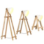 Vidaxl lampadaires 3 pcs blanc e27 bois de manguier massif