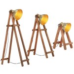 Vidaxl lampadaires 3 pcs laiton e27 bois de manguier massif