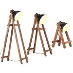 Vidaxl lampadaires 3 pcs noir e27 bois de manguier massif