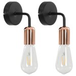 Vidaxl lampe murale 2 pcs et ampoules  filament 2w noir et cuivre e27