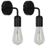 Vidaxl lampe murale 2 pcs avec ampoules  filament 2w noir e27
