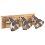 Vidaxl lampe murale industrielle argent 70x23 cm e27 bois de manguier