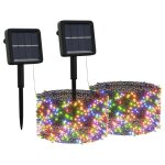 Vidaxl lampes solaires 2 pcs 2x200 led colorées intérieur extérieur Vidaxl lampes solaires 2 pcs 2x200 led colorées intérieur extérieur