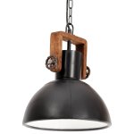 Vidaxl lampe suspendue industrielle 25 w noir rond 30 cm e27