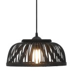 Vidaxl lampe suspendue noir bambou 40 w 34x14, 5 cm demi - cercle e27