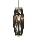Vidaxl lampe suspendue noir osier 40 w 21x50 cm ovale e27