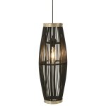 Vidaxl lampe suspendue noir osier 40 w 27x68 cm ovale e27