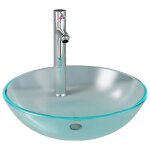 Vidaxl lavabo de bain avec robinet et drain  poussoir verre tremp