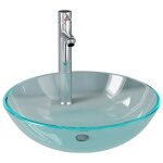 Vidaxl lavabo de bain avec robinet et drain  poussoir verre tremp