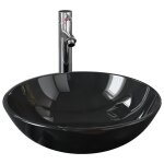 Vidaxl lavabo de bain avec robinet et drain  poussoir verre tremp