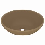 Vidaxl lavabo ovale de luxe cr�me mat 40x33 cm c�ramique