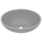 Vidaxl lavabo ovale de luxe gris clair mat 40x33 cm cramique