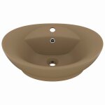 Vidaxl lavabo ovale de luxe � trop - plein cr�me mat 58, 5x39cm c�ramique