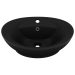 Vidaxl lavabo ovale de luxe � trop - plein noir mat 58, 5x39 cm c�ramique