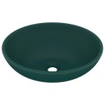 Vidaxl lavabo ovale de luxe vert fonc� mat 40x33 cm c�ramique