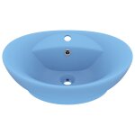 Vidaxl lavabo ovale � trop - plein bleu clair mat 58, 5x39 cm c�ramique
