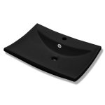 Vidaxl lavabo rectangulaire en céramique noir de luxe avec trop - plein et trou Vidaxl lavabo rectangulaire en céramique noir de luxe avec trop - plein et trou