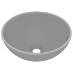 Vidaxl lavabo rond de luxe de salle gris clair mat 32, 5x14cm cramique