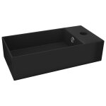 Vidaxl lavabo de salle de bain avec trop - plein c�ramique noir mat