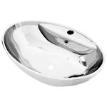 Vidaxl lavabo avec trop - plein 58, 5 x 39 x 21 cm cramique argent