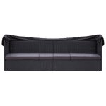 Vidaxl lit - canapé d'extérieur avec auvent résine tressée noir Vidaxl lit - canapé d'extérieur avec auvent résine tressée noir