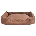 Vidaxl lit pour chiens avec coussin cuir artificiel pu taille s beige
