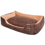 Vidaxl lit pour chiens avec coussin cuir artificiel pu taille s marron