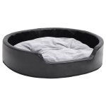 Vidaxl lit pour chiens noir et gris 79x70x19 cm peluche et similicuir