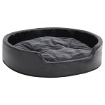Vidaxl lit chiens noir et gris fonc� 79x70x19 cm peluche et similicuir