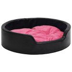 Vidaxl lit pour chiens noir et rose 69x59x19 cm peluche et similicuir