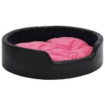 Vidaxl lit pour chiens noir et rose 79x70x19 cm peluche et similicuir