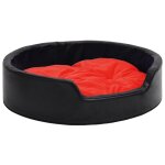 Vidaxl lit pour chiens noir et rouge 69x59x19 cm peluche et similicuir