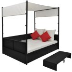 Vidaxl lit de jardin avec auvent noir 190x130 cm résine tressée Vidaxl lit de jardin avec auvent noir 190x130 cm résine tressée
