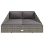 Vidaxl lit de jardin gris 200x139 cm r�sine tress�e